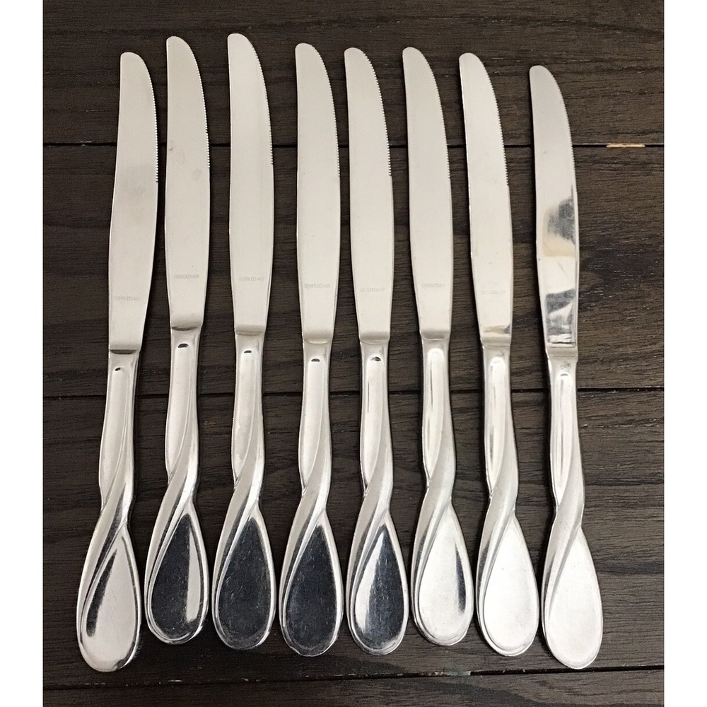 Oneida AQUARIUS Flatware Silverware Dinner Knives  Lot Of 8